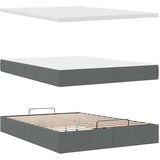 vidaXL Otomanski posteljni okvir z vzmetnico siv 140x200 cm blago | Shoptok.si