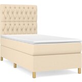  Krevet s oprugama i madracem krem 100 x 200 cm od tkanine | shoptok.hr