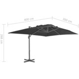 Konzolni vrtni suncobran s aluminijskom šipkom 4x3 m crni | shoptok.hr