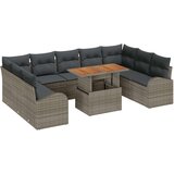  Set sofe za vrt od 10 dijelova s jastučićima siva poli ratan dvosed sofa za vrt s prostorom za pohranu i jastučićima siva poli | shoptok.hr