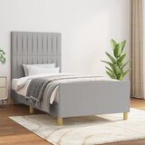 Maison Chic Posteljni okvir - Enojna postelja - Postelja za odrasle brez vzmetnice svetlo siv 100x200 cm blago-J7471, (21761059) | Shoptok.si