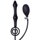 Rimba Latex Play Inflatable Anal Plug with Double Balloon and Pump Black Cene