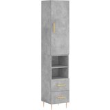 Maison Chic Visoka omara - Komoda - Predalnik betonsko siva 34,5x34x180 cm inženirski les, (21719652) | Shoptok.si