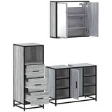  3-dijelni set kupaonskog namještaja siva boja hrasta drveni | shoptok.hr