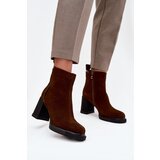 VINCEZA Women's Ankle Boots Made of Natural Suede on Heel | shoptok.hr