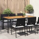  Vrtni stol od poliratana i bagremovog drva 190x90x75 cm crni | shoptok.hr