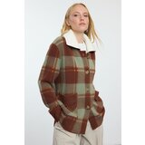 Trendyol Brown Premium Quality Plaid Jacket/Coat Look Knitwear Cardigan | shoptok.hr