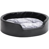 vidaXL Pasja postelja črna in siva 69x59x19 cm pliš in umetno usnje, (20990253) | Shoptok.si