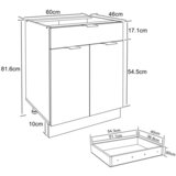 MID.YOU Kuhinjska Spodnja Omarica Fasola, Bela, Hrast, Š 60cm | Shoptok.si
