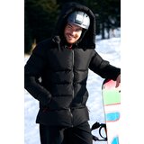 River Club Men's Black Solid Colored Hooded Water And Windproof Long Puffy Winter Coat.