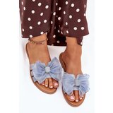 Boto Women Flat Heel Slippers With Tulle Bow Denim Tanira | shoptok.hr