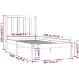  Okvir za krevet od masivne borovine 90x190 cm 3FT jednokrevetni | shoptok.hr