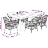  7-dijelni vrtni blagovaonski set s jastucima crni od poliratana Crna Dužina stola 200 cm | shoptok.hr