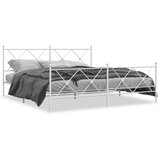 vidaXL Kovinski posteljni okvir z vzglavjem in vznožjem bel 183x213 cm | Shoptok.si