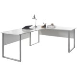 XORA kotna pisalna miza kovina, leseni material svetlo siva | Shoptok.si