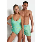 Trendyol Multi-Colored Men's Standard Marbling Pattern Sea Shorts