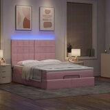  Otomanska postelja z vzmetnicami & LEDs roza 140x190cm žamet, (22054026) Cene
