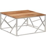 Maison Chic Klubska mizica - kavna mizica - Nizka mizica nerjaveče jeklo in trden akacijev les, (21754321) | Shoptok.si