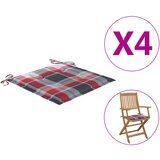 vidaXL Jastuci za vrtne stolice 4kom crveni karirani 40x40x3cm tkanina | shoptok.hr