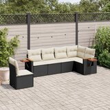 Maison Chic Seti vrtnega pohištva - Vrtna garnitura - Vrtni pohištvo set 6-delna z blazinami črna poli ratan, (21812793) | Shoptok.si