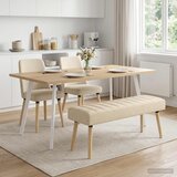  Klupa s utorima Krem 110 x 40 x 46 cm Tkanina Slike