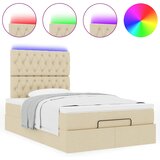  Otomanski krevet madracem i LED krem 120x190 cm tkanina | shoptok.hr