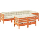  The Living Store Vrtna sedežna garnitura 7-delna z blazinami voščeno rjava - Vrtna Sedežna Garnitura, (21451154) | Shoptok.si