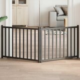  Vrata za pse sklopiva 2 panela crna 160 cm od masivna jelovina | shoptok.hr