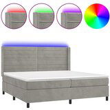 The Living Store Box spring postelja z vzmetnico LED svetlo siva 200x200cm žamet - Box Spring Postelja, (21489419) | Shoptok.si