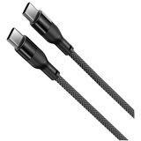 Ksix kabel USB-C na USB-C, 60W, pleteni, aluminijska legura, 1 m, crni | shoptok.hr