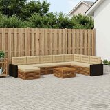  Set vanjskih sofa 9 kom. Prirodna i bež Čvrsto drvo akacije | shoptok.hr