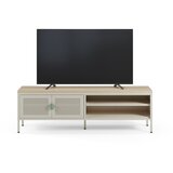 Marckeric Kremno bela/v naravni barvi kovinska TV omarica 160x50x35 cm Sayla – | Shoptok.si