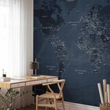  Foto tapeta - World map in blue - continents with inscriptions in English 490x350 Samoljepljiva | shoptok.hr