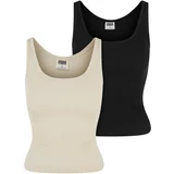UC Ladies Women's Organic Basic Tank Top 2 Pack - White Sand + Black