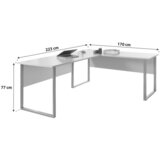XORA kotna pisalna miza kovina, leseni material svetlo siva | Shoptok.si