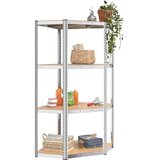  Kutna polica s 4 razine srebrna od čelika i konstruiranog drva | shoptok.hr