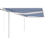 vidaXL Avtomatska tenda LED + senzor 4x3 m modra in bela Cene