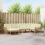  Set vanjskih sofa s jastukom 5 pcs Bijela i krem Poliester | Eponuda.ba