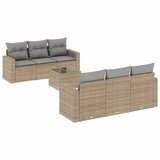 Maison Chic Seti vrtnega pohištva - Vrtna garnitura - Vrtni pohištvo set 7-delna z blazinami bež poli ratan, (21808869) | Shoptok.si