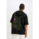 Defacto Fit Oversize Fit Hooded Back Printed Short Sleeve Cotton T-Shirt | ePonuda.com