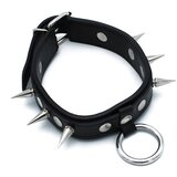 Kiotos Leather Spiked Collar with O-Ring Black | Shoptok.si