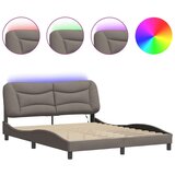 Okvir kreveta s LED svjetlima smeđesivi 160 x 200 cm od tkanine | shoptok.hr