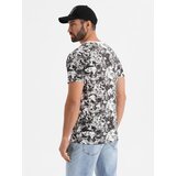 Ombre Men's patterned cotton short sleeve T-shirt - white and black | Shoptok.si