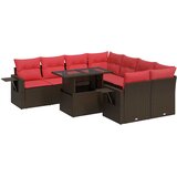  9-dijelni set vrtnih sofa poliratan i bagrem s jastucima smeđi | shoptok.hr