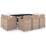 The Living Store Zunanja jedilna garnitura z blazinami 11-delna poli ratan bež - Zunanji Jedilni Komplet, (21466430) | Shoptok.si