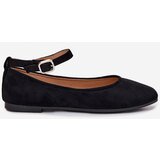 Boto Eco Suede Ballet Flats With Strap And Buckle Black Deomira | Shoptok.si