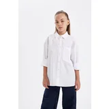 Defacto Girls Oversize Fit Poplin Long Sleeve White School Shirt