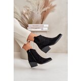 S. BARSKI Perforated Cowboy Ankle Boots With Zipper Eco Suede Black S.Barski | Shoptok.si