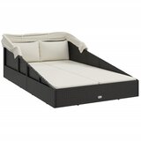 LEŽAJ za sunčanje s krovom crni 200 x 114 x 128 cm poliratan | shoptok.hr