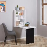  Zidni radni stol sklopiva ploča 5 pretinaca 60x94 5x147 cm crno/bijela | shoptok.hr